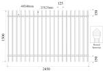1800mm height x 2450mm crimped spear Hercules fence panels upright 25mm x 25mm x