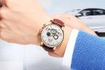 KINYUED oem waterproof custom logo leather fashion tourbillon skeleton wrist
