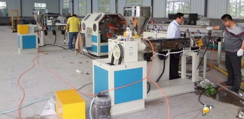 Nontoxic PVC Fiber Braided Plastic Pipe Extrusion Line , Twin Screw Extruder Machine