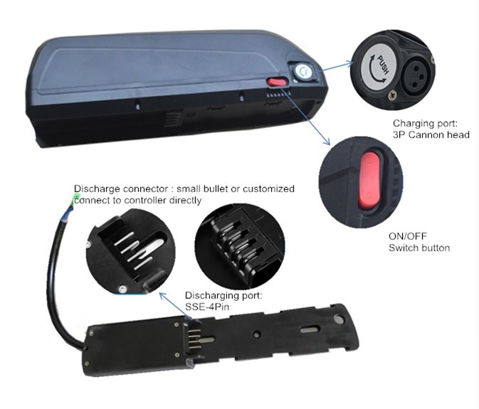 Electric Bicycle Battery 48V 17.5Ah Hailong Style HL-1-2 With Brand Cell