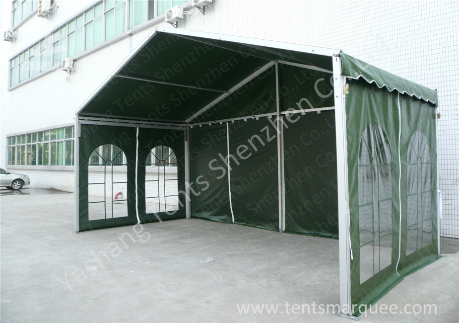 Outdoor Green Aluminum Frame Fabric Tent Structures , Fabric Shelter Systems
