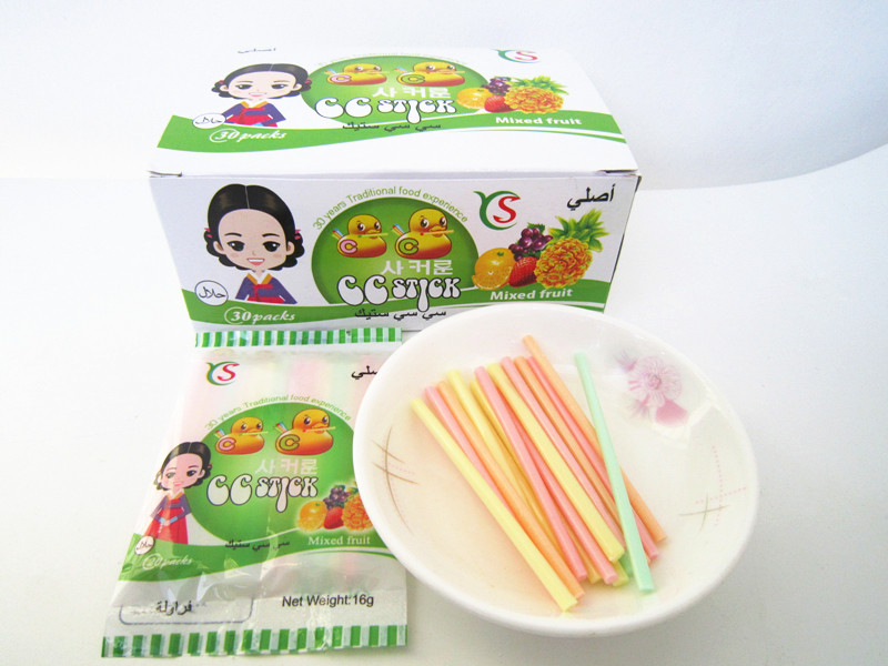 14.4g Mixed flavor powder CC stick candy in box / mixed fruit sweet HACCP,ISO22000