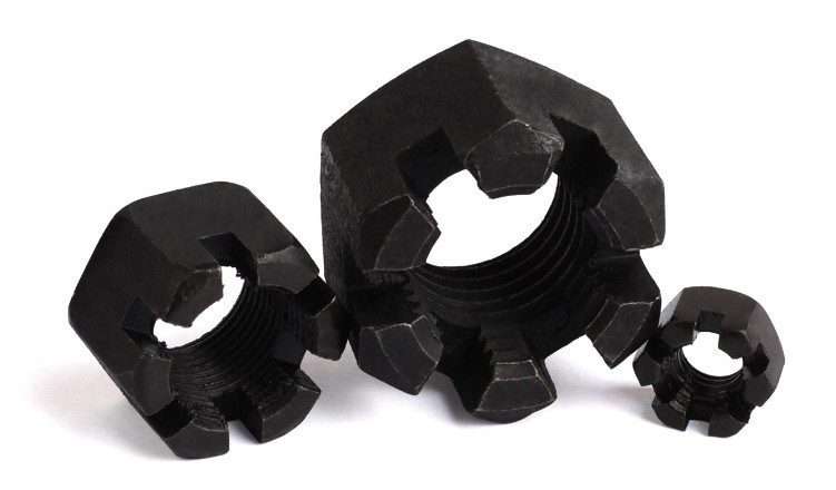 Black Zinc Plated Steel Locknuts for Use with Cotter Pins Castle Nuts Slotted Nuts