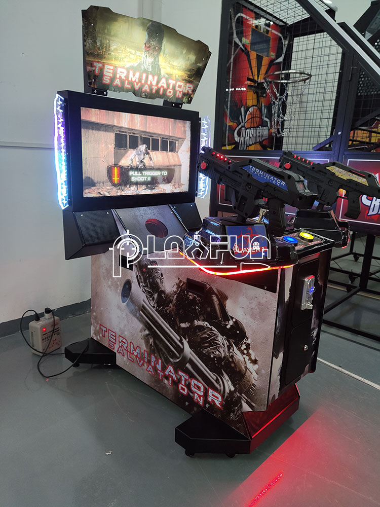 PlayFun Items Coin Operated Amusement Arcade Kids Arcade Gun Shooting 32 LED Terminator Video Game Machine