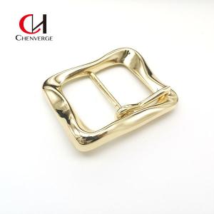Wholesale 40mm Zinc Alloy Belt Buckle Gold Wavy Asymmetrical Bright Face Ladies from china suppliers