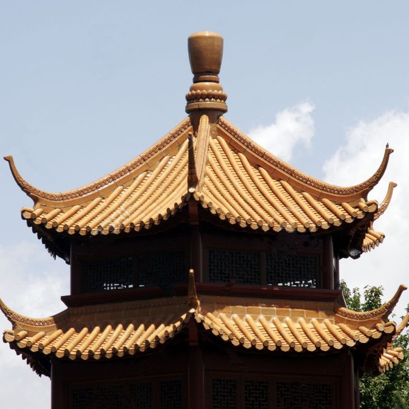 Colored Ceramic Chinese Glazed Roof Tiles Decoration Asian Wooden Gazebo Roof Tiles