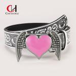 Fashion Pink Love Ladies Leather Belt For Engraved Pattern
