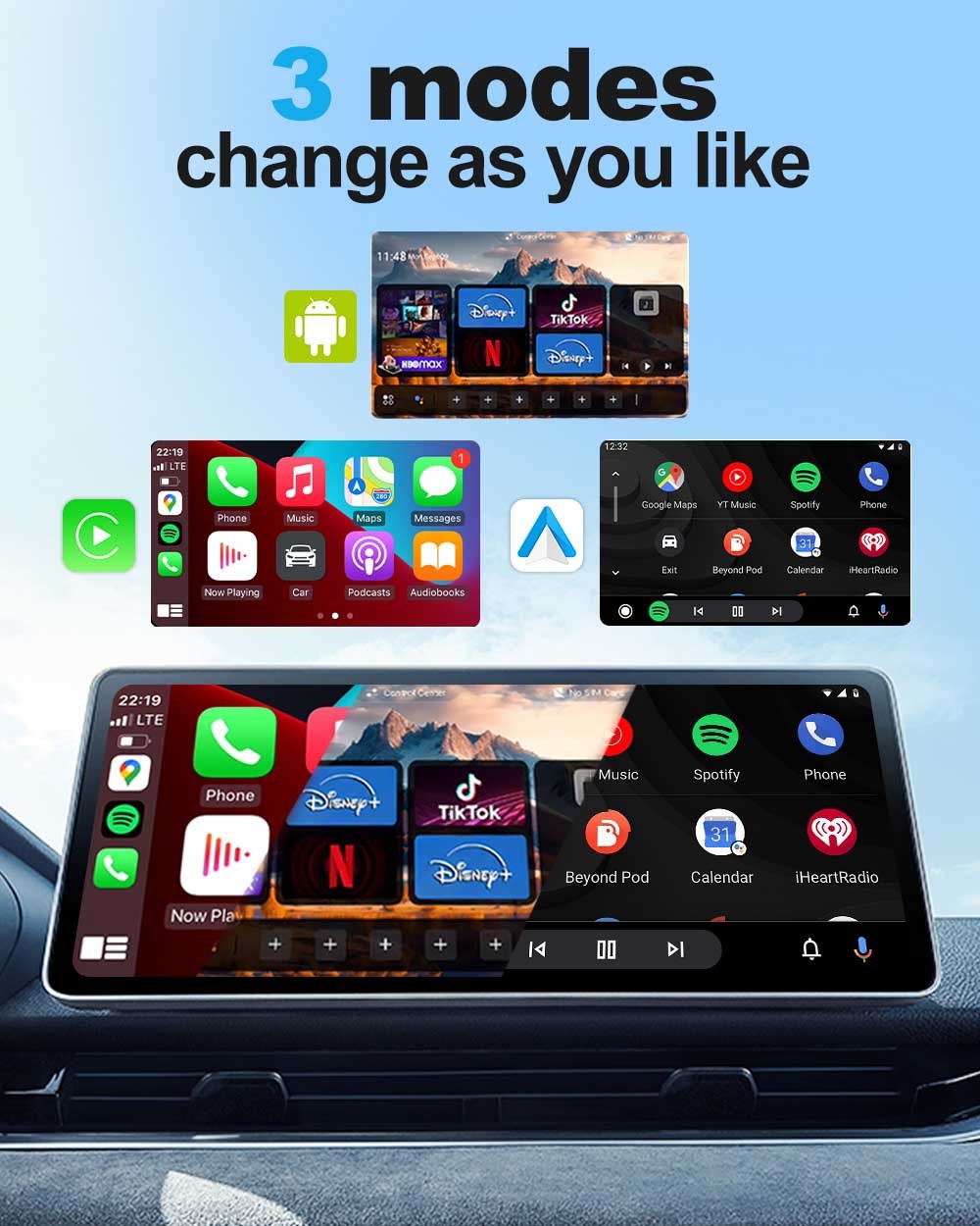 2.4GHz Wireless Mini Ai CarPlay Box Android 16 Touch Screen Remote Control