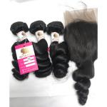 No Tangle Peruvian Human Hair Weave / Remy Hair Bundles Full Cuticle Aligned
