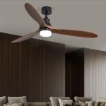 Indoor Remote Control 1500LM Solid Wood Ceiling Fan Light 120V 3000-5000K