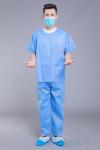 Round Neck Short Sleeve SMS Disposable Scrub Suits