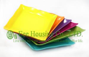 Wholesale Eco-friendly Bamboo Fiber Tray, Bamboo Fiber Rect Wavy Tray, Blue and Yeallow colors from china suppliers
