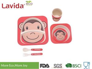 Wholesale Mother's Choice Eco Bamboo Childrens Dinner Set Cute Animal Monkey Face Design from china suppliers