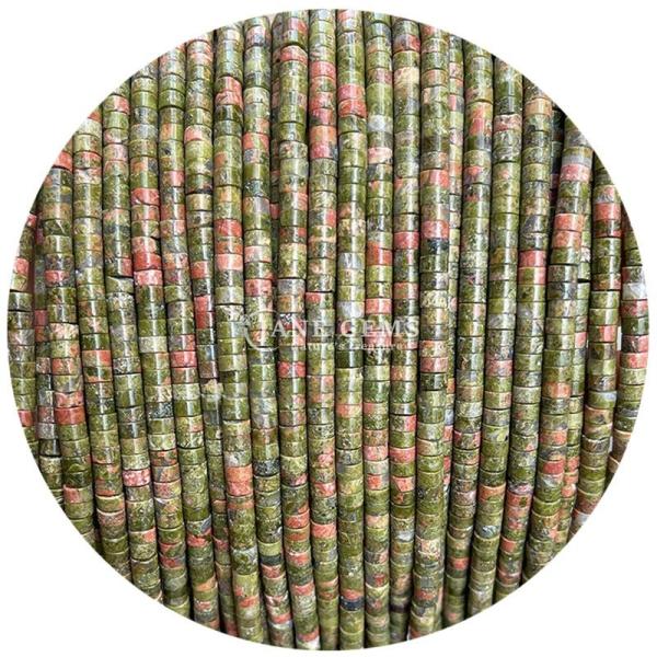 Kiwi Jasper Unakite Loose Beads Made of Natural Crystal Gemstone for Jewelry