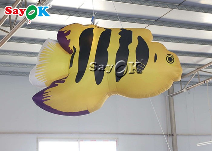 Amusement Parks Yellow Tropical Fishes 2m Inflatable Lighting Decoration