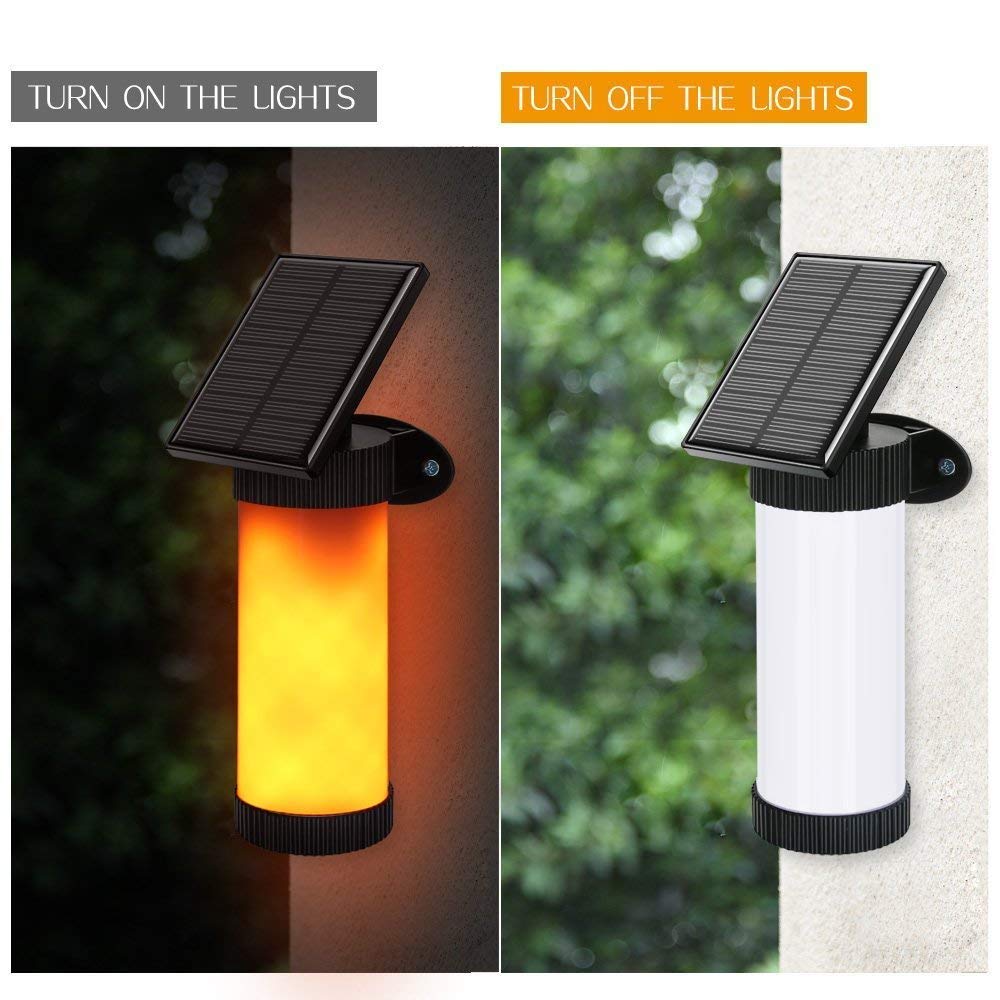 Solar Wall Lights Flickering Flames 102 LED Outdoor Decor Night Light