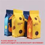 Custom Logo Matt Black Coffee Beans Yam Flour Cassava Flakes Aluminum Foil Flat