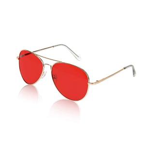 Wholesale Round UV400 Red Colour Therapy Sunglasses 125mm Arm Gold Frame from china suppliers