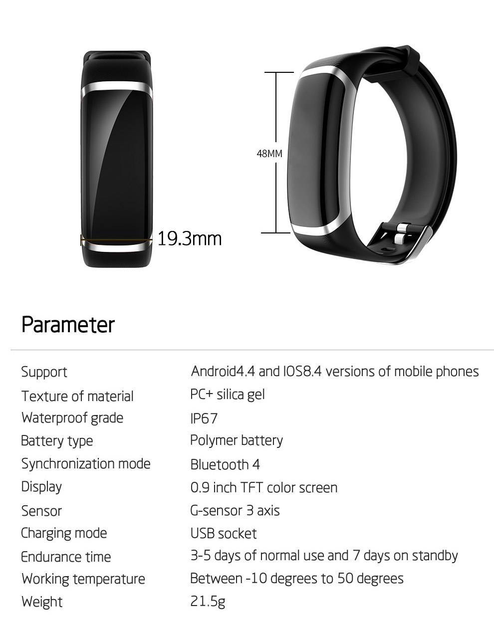 Shenzhen Factory 2021 Latest Hot Sale Smartwatch M4 Heart Rate Sleep Smart Band Bracelet M4