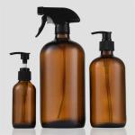 Odorless 8oz Amber Glass Trigger Spray Bottle , CE Amber Glass Bottle With Spray