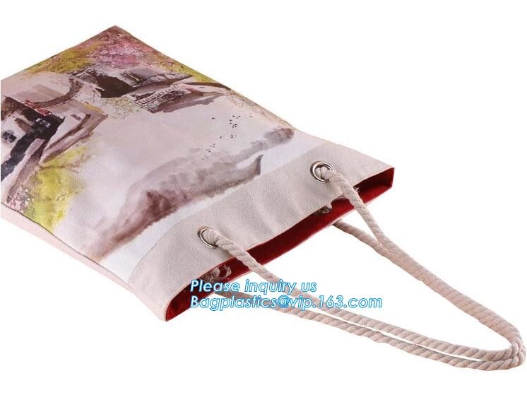 customized professional wholesale tote bag cotton canvas bags,Colorful pattern heat transfer printing custom canvas bag