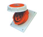Ip67 16 Amp 3 Pin Industrial Socket Female Angled Panel Mounting