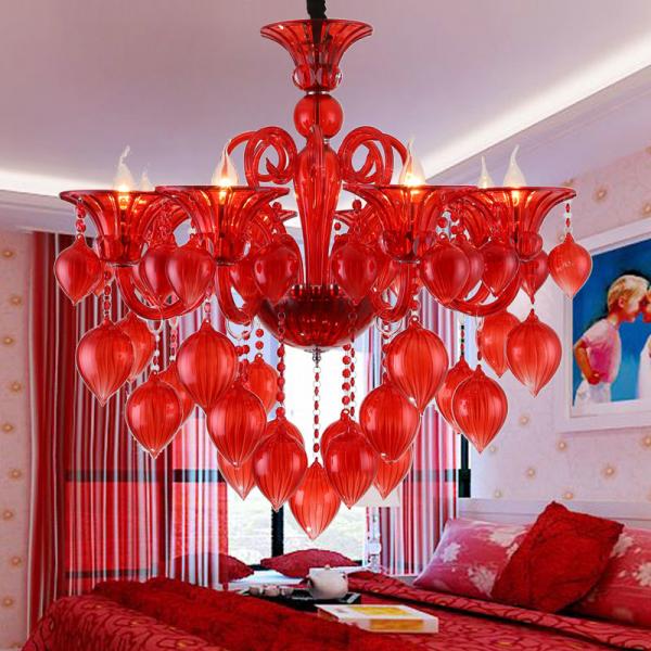 Quality Italian glass Red Blue Pink chandelier with Crystal Ball For Dining room Kitchen Lighting (WH-CY-154) for sale