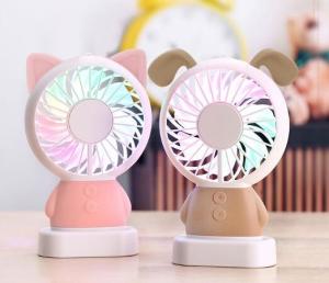 Wholesale LED handy chargeable mini electric fan, cute cartoon handy mini stand electric fan, portable mini stand electric fan from china suppliers