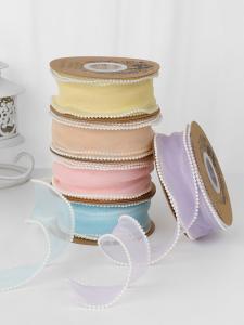 Wholesale 40mm Pearl Edge Polyester Organza Ribbon for Luxury Gift Packing from china suppliers