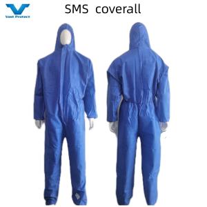 Wholesale Non-Sterile/Sterile CE Type5 6 Blue SMS Protective Isolation Coverall Hooded Style from china suppliers