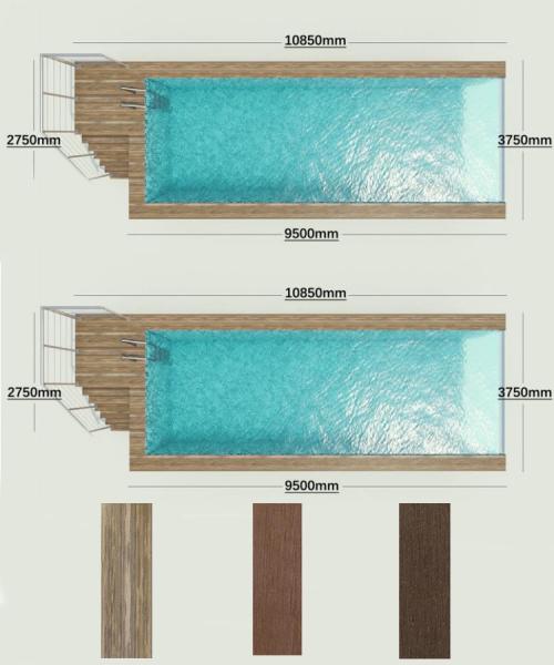 Clear Acrylic Panel AUPOOL Fiberglass Outdoor Baby Swimming Pools With Ladder