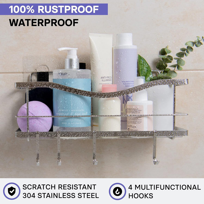Super Easy Installation Sturdy Design Adhesive Shower Organizer for Kitchen and Bathroom