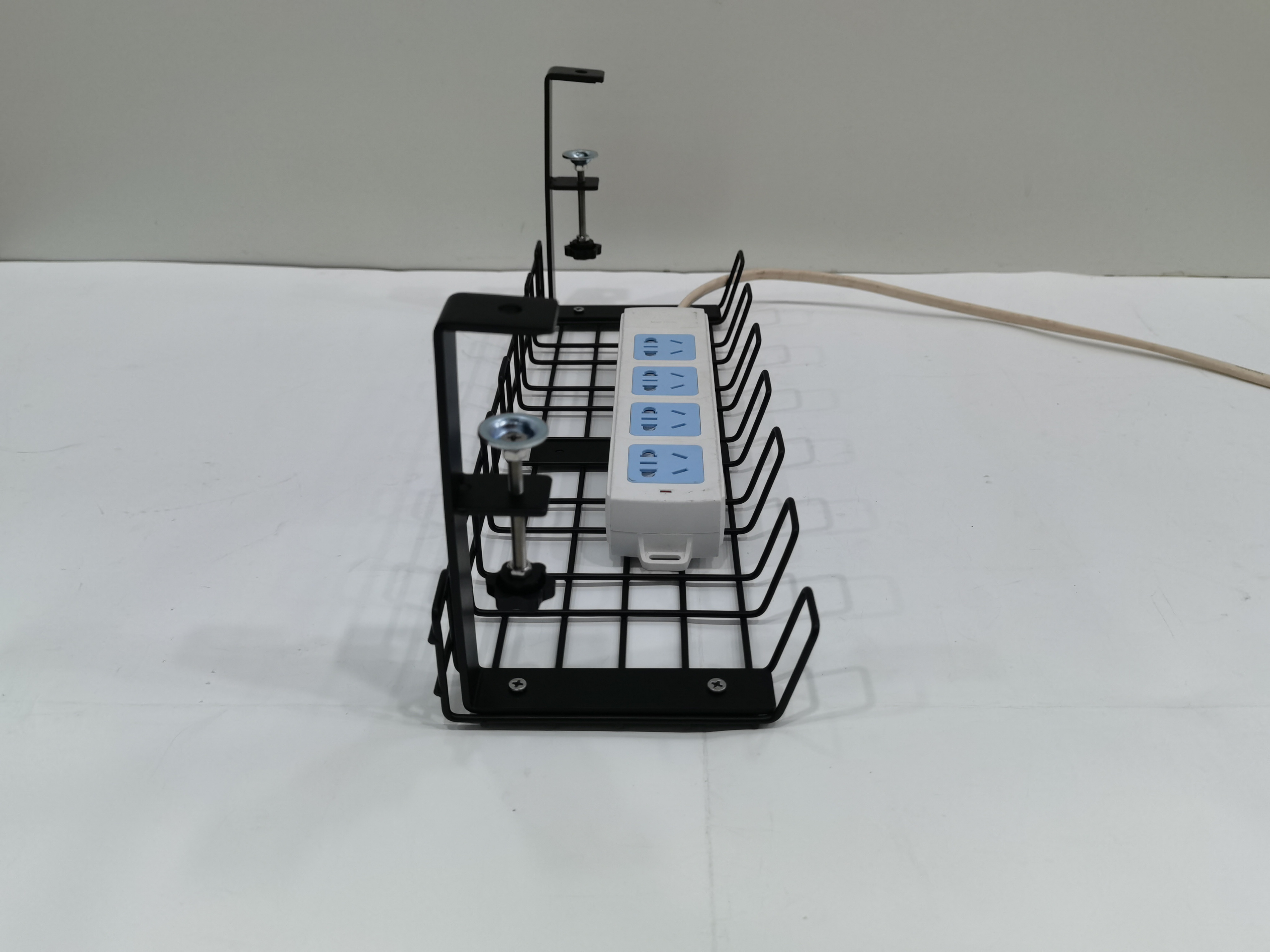 Silver Iron Wire Design Under Desk Cable Management Tray for Adjustable Cord Control