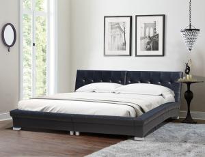 Wholesale Black King Size Curved Faux Leather Bed Set Bedroom Furniture from china suppliers