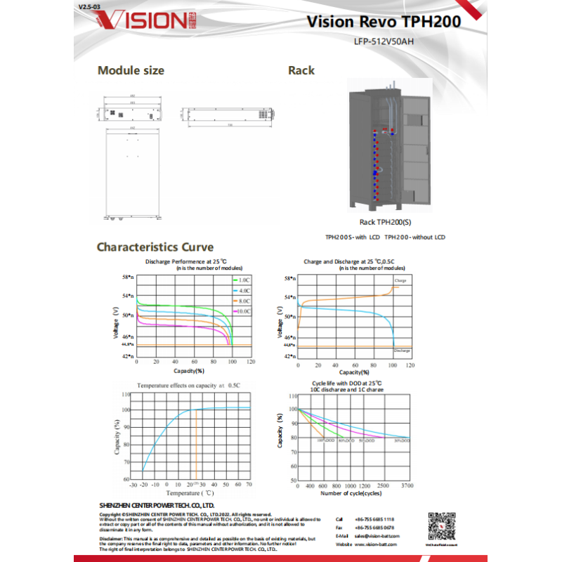 Vision Revo Three-Phase UPS Lithium-ion Battery System TPH200 512V50AH UPS BATTERY MODULE