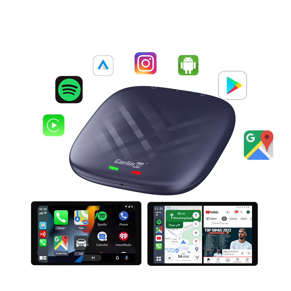 Wired to Wireless Adapter CarPlay Smart Car Ai Box Tbox Plus 8-Core 8g 128gb with Streaming Apps YouTube Netflix Wifi GPS LTE Android 13