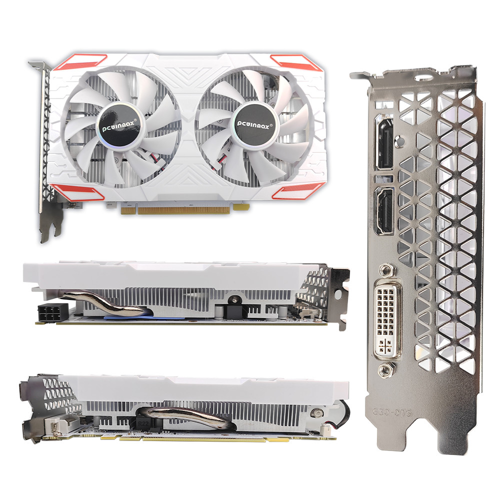PCWINMAX New Radeon RX 580 White Edition 16GB 2048SP GDDR5 256Bit Dual Fan Desktop Graphics Card with HD DVI DP Port GPU