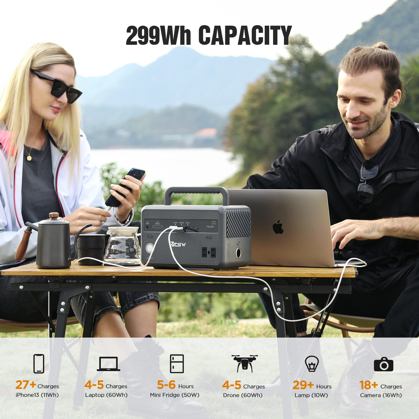 Power Bank 96000mah Outdoor Power Supply For Drone Cpap Camp Travel Portable Power Station Solar 300W
