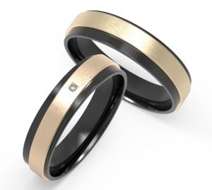 Wholesale Metal Black Titanium Ring Set IP Gold Couple Zircon Wedding Band from china suppliers