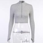 OEMmaufactory Autumn New Slim Solid Sympotic cotton v-neck Long -sleeved Top