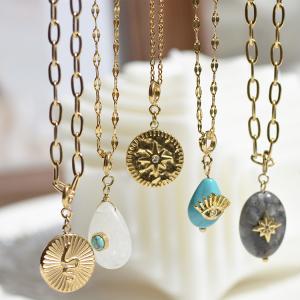 Wholesale 18k Gold Plated Natural Stone Pendant Charms For Necklace Earrings Custom DIY from china suppliers