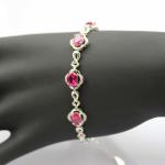 Sterling Silver Link 5x7mm Created Ruby Cubic Zircon Tennis Bracelet (H08RED)