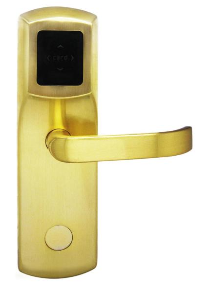 Electronic Card Hotel Door Lock Plated Gold Finishing Fits Door Thickness 38 -
