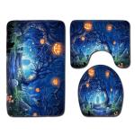 Halloween Polyester Fiber Toilet Mat Set Bathroom Three Piece Bath Rug Set