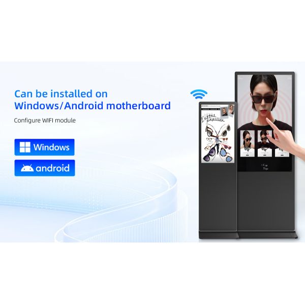 Floor Standing Digital Signage Kiosk IR Touchscreen Panel 55 Inch