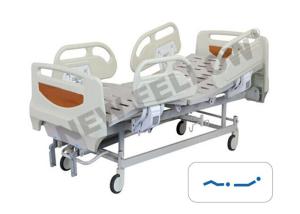 Wholesale Powder - coated Steel Manual Double Crank standard hospital bed With ABS Guardrail from china suppliers