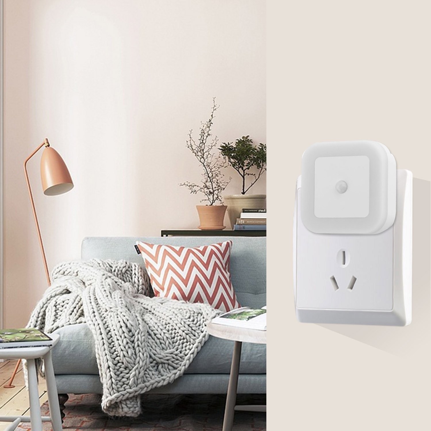 3 Modes 1W ABS 50000hours Wall Plug In Motion Sensor Light
