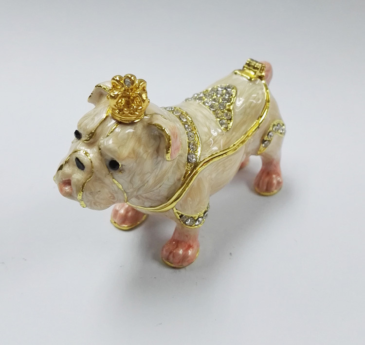 zinc alloy happy dog shaped metal jewelry box Dog metal jewelry box