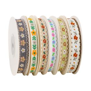Wholesale 15mm*50y Pastoral Floral Cotton Ribbon Baking Cake Ribbon Bow DIY Material Decoration Ribbon Flower Bouquet Packaging from china suppliers