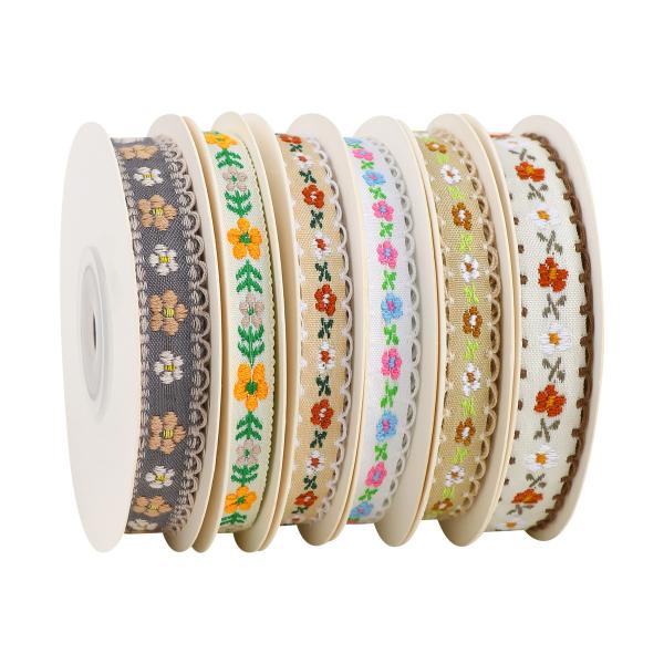15mm*50y Pastoral Floral Cotton Ribbon Baking Cake Ribbon Bow DIY Material